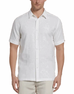 Cubavera Modern Fit Tonal Embroidered Shirt, White