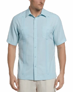 Cubavera Modern Fit EcoSelect Textured Guayabera Shirt, Blue