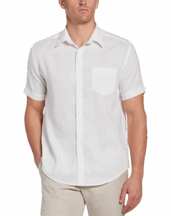 Cubavera Modern Fit TravelSelect Linen Blend Shirt, White
