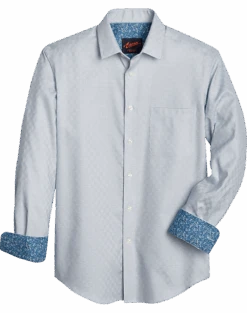 Egara Slim Fit Sport Shirt, Teal Parquet Check