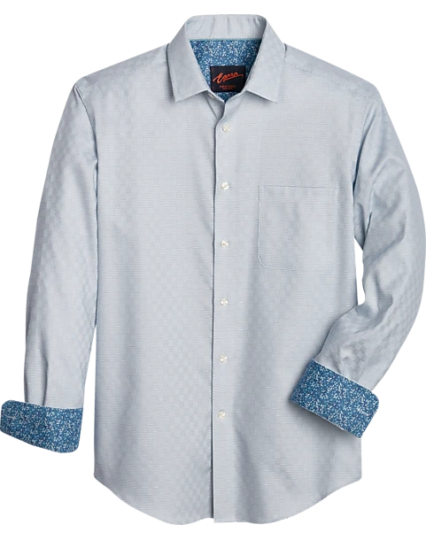 Egara Slim Fit Sport Shirt, Teal Parquet Check 1 Egara Slim Fit Sport Shirt, Teal Parquet Check