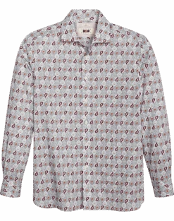 Joseph Abboud Modern Fit Sport Shirt, Burgundy Paisley Tile
