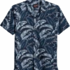 Egara Slim Fit Short Sleeve Sport Shirt, Navy Floral