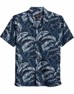 Egara Slim Fit Short Sleeve Sport Shirt, Navy Floral