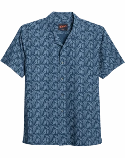 Egara Slim Fit Short Sleeve Sport Shirt, Navy Fern