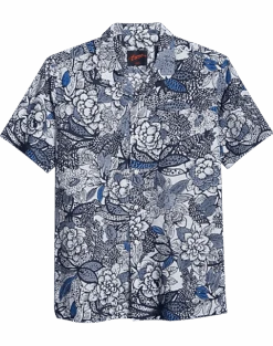 Egara Slim Fit Short Sleeve Sport Shirt, Blue Floral
