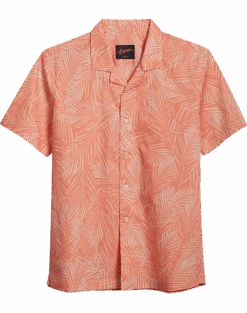 Egara Slim Fit Short Sleeve Sport Shirt, Coral Palmetto
