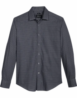 Awearness Kenneth Cole Slim Fit Spread Collar Sport Shirt, Navy Check