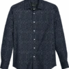 Awearness Kenneth Cole Slim Fit Spread Collar Sport Shirt, Navy Rainfall
