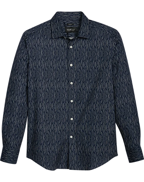 Awearness Kenneth Cole Slim Fit Spread Collar Sport Shirt, Navy Rainfall 1 Awearness Kenneth Cole Slim Fit Spread Collar Sport Shirt, Navy Rainfall