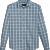 Awearness Kenneth Cole Slim Fit Spread Collar Sport Shirt, Teal Ombre Plaid