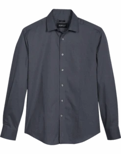 Awearness Kenneth Cole Slim Fit Spread Collar Sport Shirt, Charcoal Dot