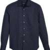 Awearness Kenneth Cole Slim Fit Spread Collar Sport Shirt, Navy Stars