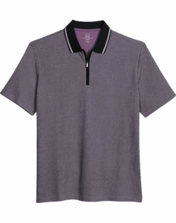 Michael Strahan Modern Fit Zip Polo Lavender