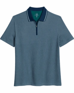 Michael Strahan Modern Fit Zip Polo, Teal