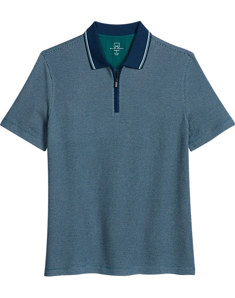 Michael Strahan Modern Fit Zip Polo, Teal 1 Michael Strahan Modern Fit Zip Polo, Teal