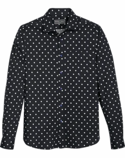 Paisley & Gray Slim Fit Spread Collar Sport Shirt, White And Blue Dot
