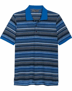 Paisley & Gray Slim Fit Polo, Blue & Black Multi Stripe