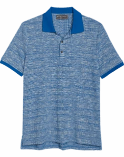Paisley & Gray Polo Shirt, Blue Variegated Stripe
