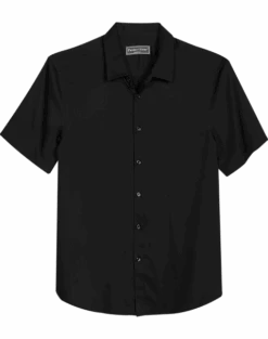 Paisley & Gray Slim Fit Spread Collar Short Sleeve Sport Shirt, Black