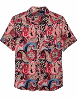 Paisley & Gray Slim Fit Short Sleeve Sport Shirt, Pink Paisley