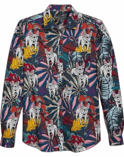 Paisley & Gray Slim Fit Spread Collar Sport Shirt, French Bulldog