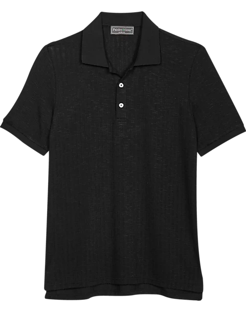 Paisley & Gray Slim Fit Polo, Black Zigzag 1 Paisley & Gray Slim Fit Polo, Black Zigzag