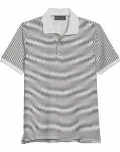 Paisley & Gray Slim Fit Polo, White & Black Dot