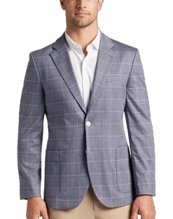 Michael Strahan Modern Fit Notch Lapel Crepe Knit Soft Jacket, Pink Glen Plaid