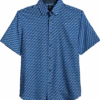 Michael Strahan Modern Fit Short Sleeve Sport Shirt, Blue 3-D Star