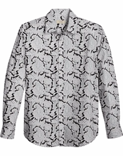 Jaymes Modern Fit Spread Collar Sport Shirt, Black Paisley