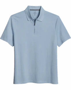 Michael Strahan Modern Fit Zip Polo, Medium Blue