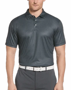 PGA Tour Classic Fit Printed Polo, Black