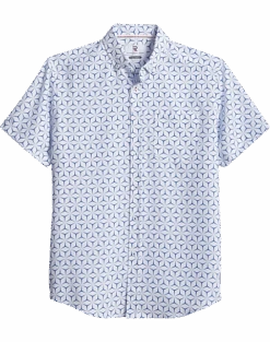 Report Collection Modern Fit Four-Way Stretch Short Sleeve Sport Shirt, Navy Geo