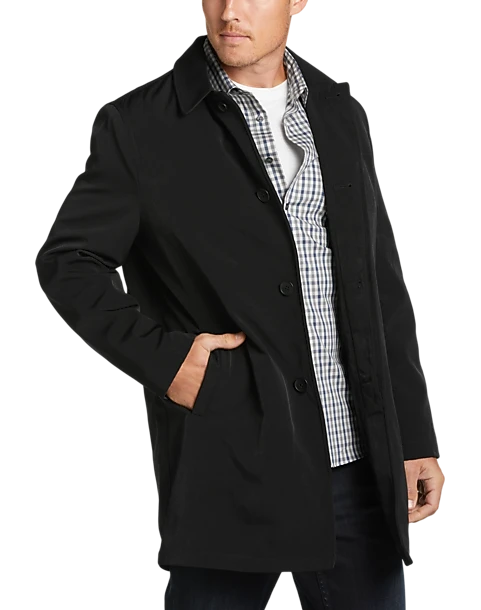 Joseph Abboud Modern Fit Bonded Raincoat, Black 1 Joseph Abboud Modern Fit Bonded Raincoat, Black