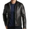 Michael Strahan Modern Fit Bomber Jacket, Brown Faux Lambskin