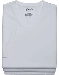 Egara Slim Fit V-Neck T-Shirt, 3-Pack, White